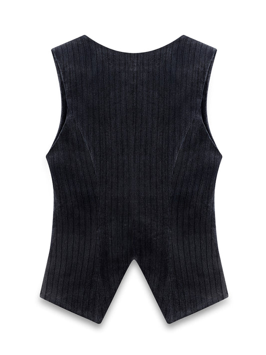 ÇİZGİLİ KADİFE YELEK