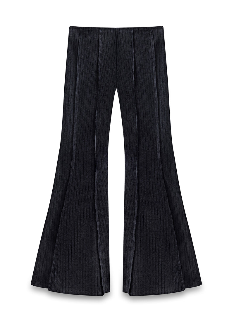 STRIPED VELVET SPANISH FLARE TROUSERS