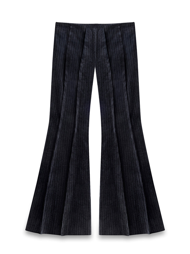 STRIPED VELVET SPANISH FLARE TROUSERS