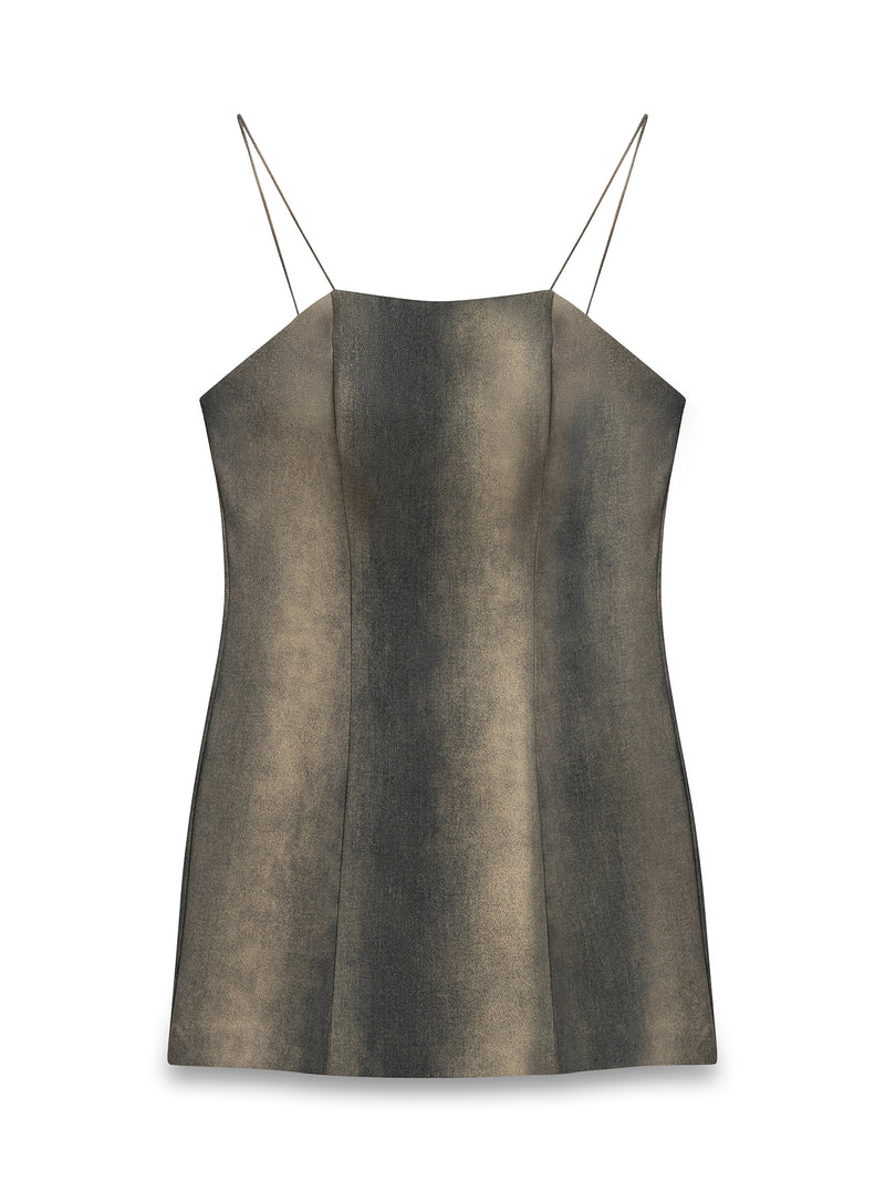 ESKİTME DETAYLI ASKILI MİNİ ELBİSE