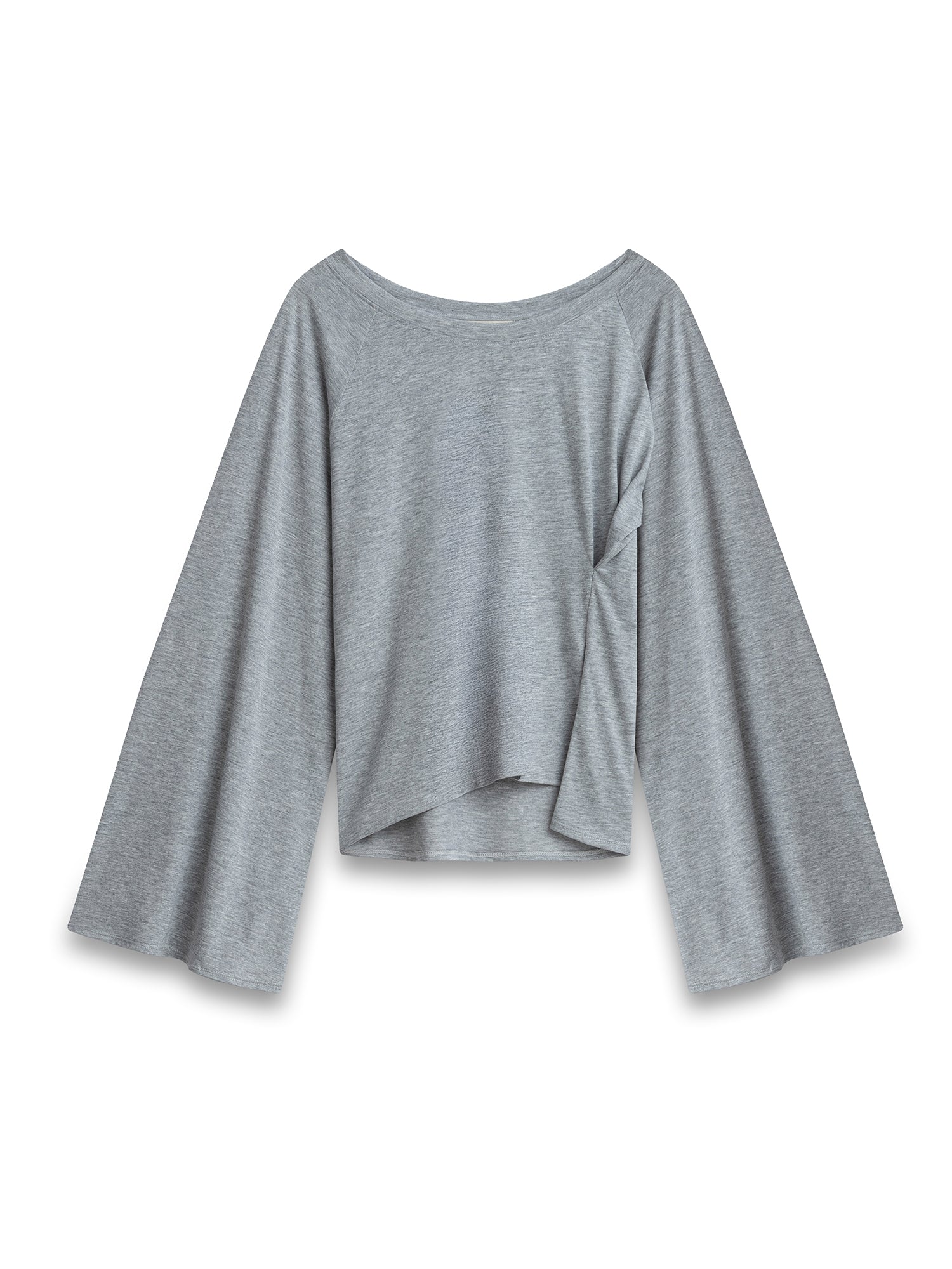 TUTTURMA DETAYLI FLARE KOL BLUZ GRİ