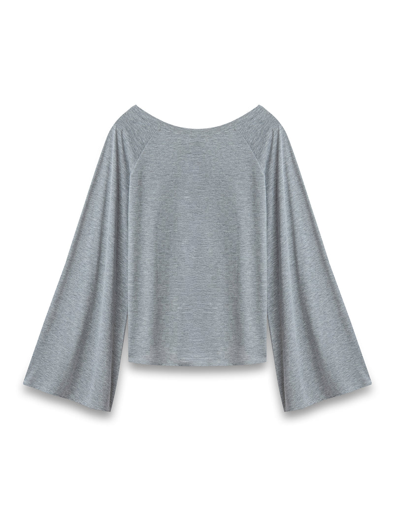 TUTTURMA DETAYLI FLARE KOL BLUZ GRİ