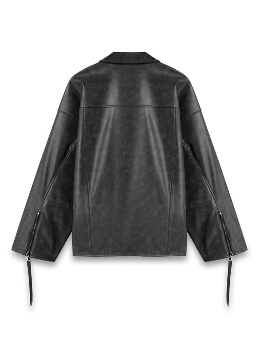 3-POCKET LEATHER JACKET ANTRACITHE