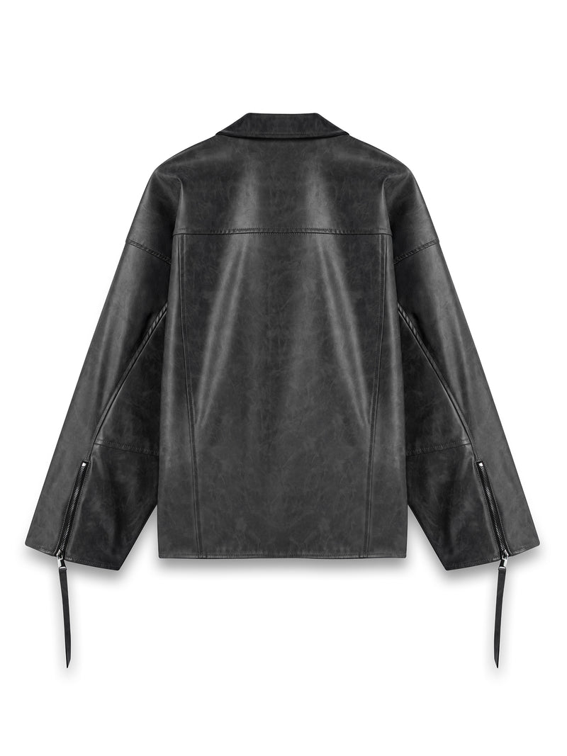 3-POCKET LEATHER JACKET ANTRACITHE