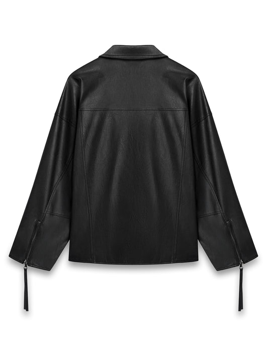 3-POCKET LEATHER JACKET BLACK