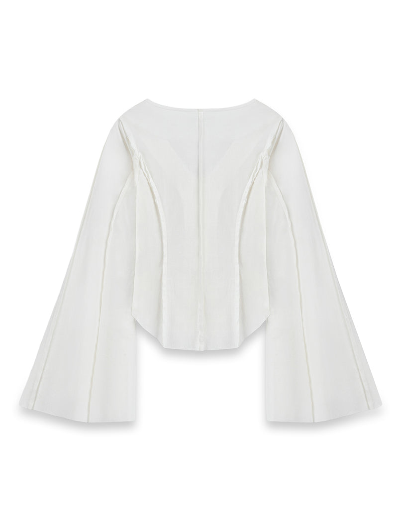 WIDE-SLEEVE RAW FINISH PATTERNED SHIRT