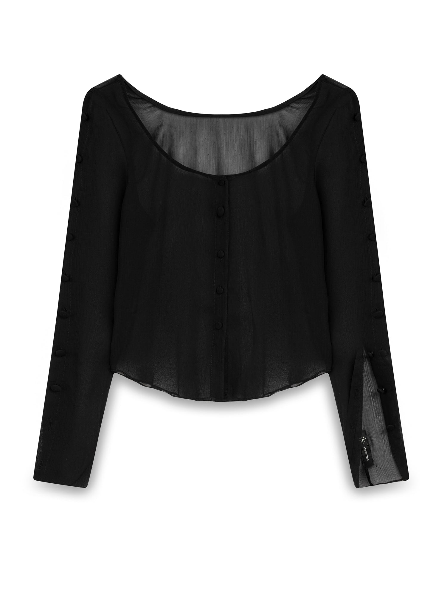 SİYAH ŞİFON DÜĞMELİ BLUZ