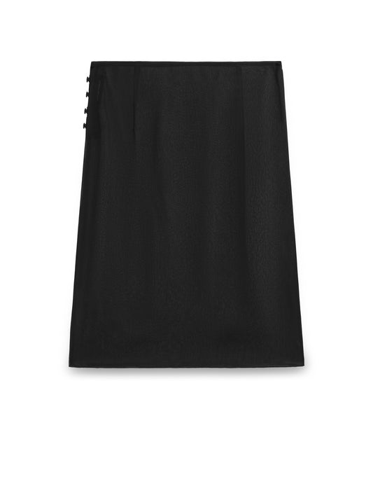 SİYAH ŞİFON DÜĞMELİ MİDİ ETEK