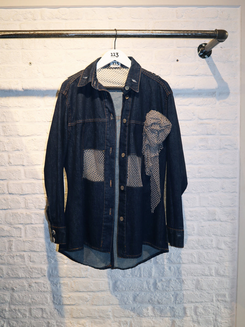 REMADE DENIM FİLELİ CEKET