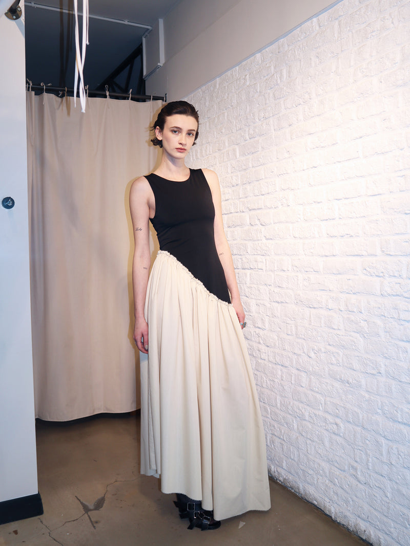 TWO-COLORED LONG DRESS