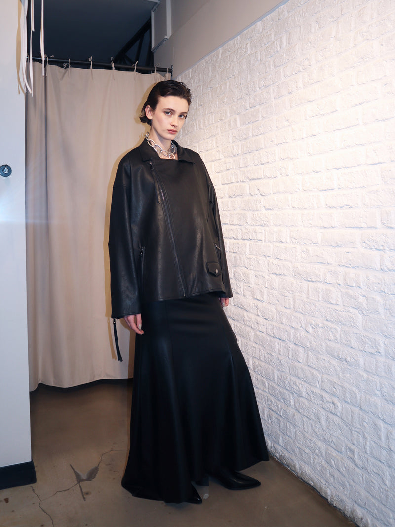 3-POCKET LEATHER JACKET BLACK