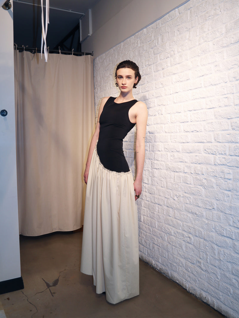 TWO-COLORED LONG DRESS